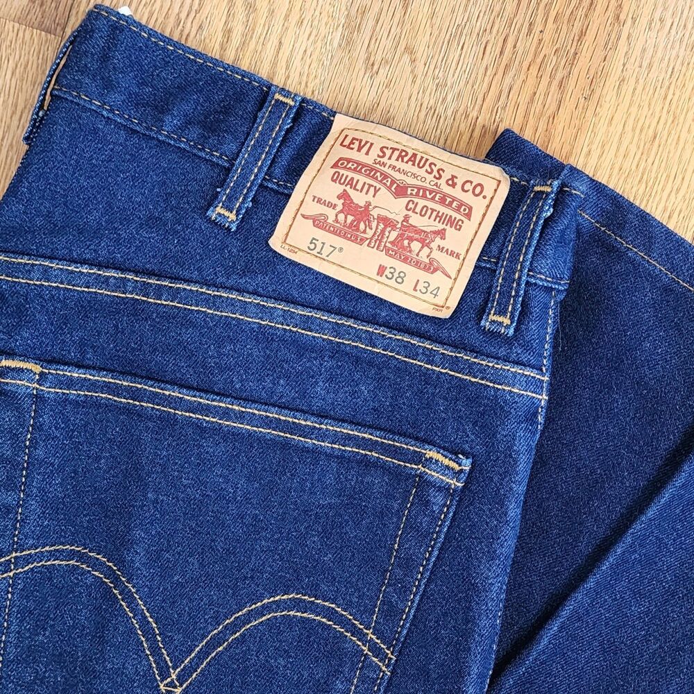 Levis 517 Bootcut Jeans Mens 38x34 (actual 31) Dark Wash Denim Classic Western - Picture 4 of 8